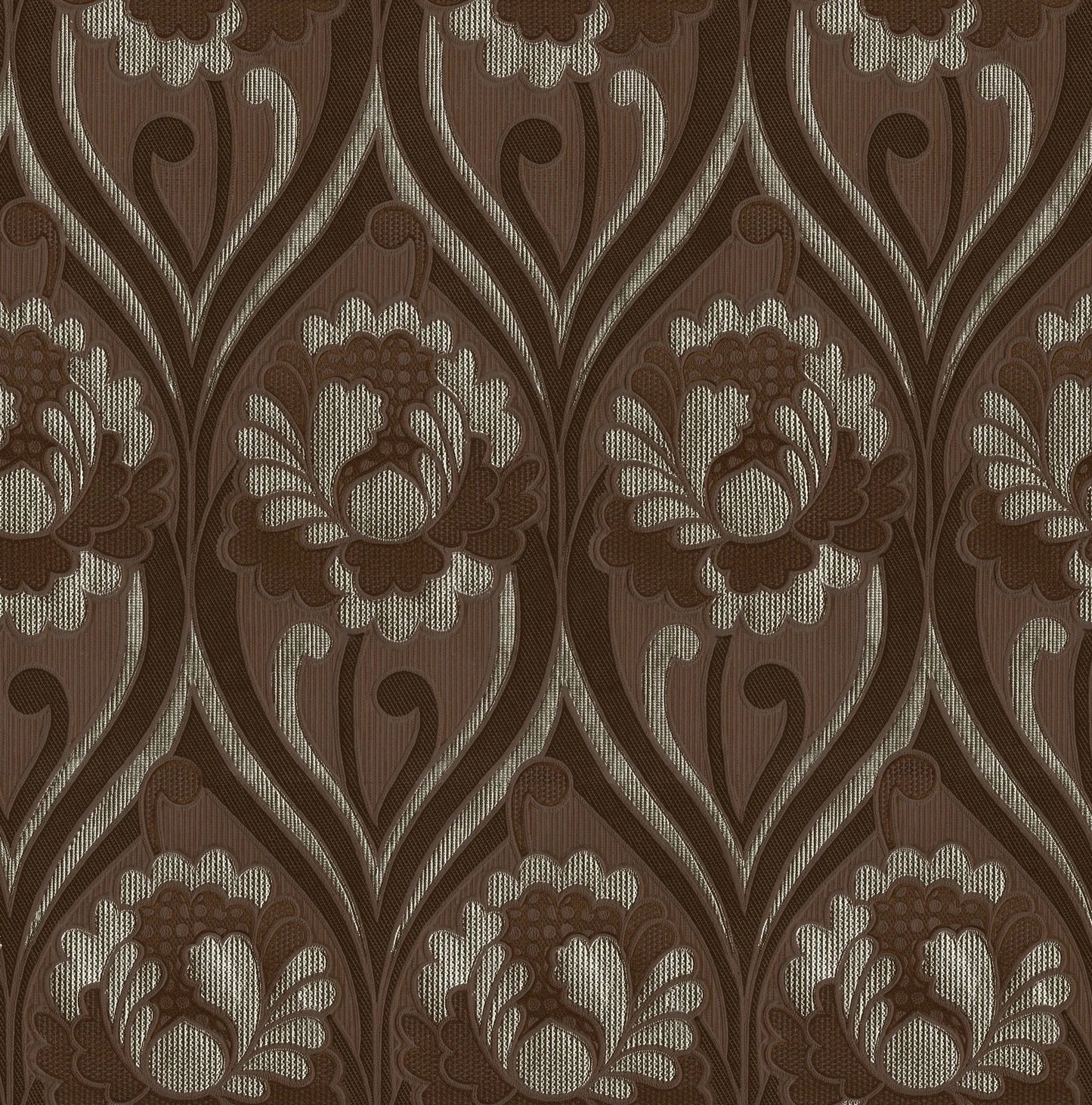 Vintage floral damask Wallpaper - Chocolate Sharon Jane