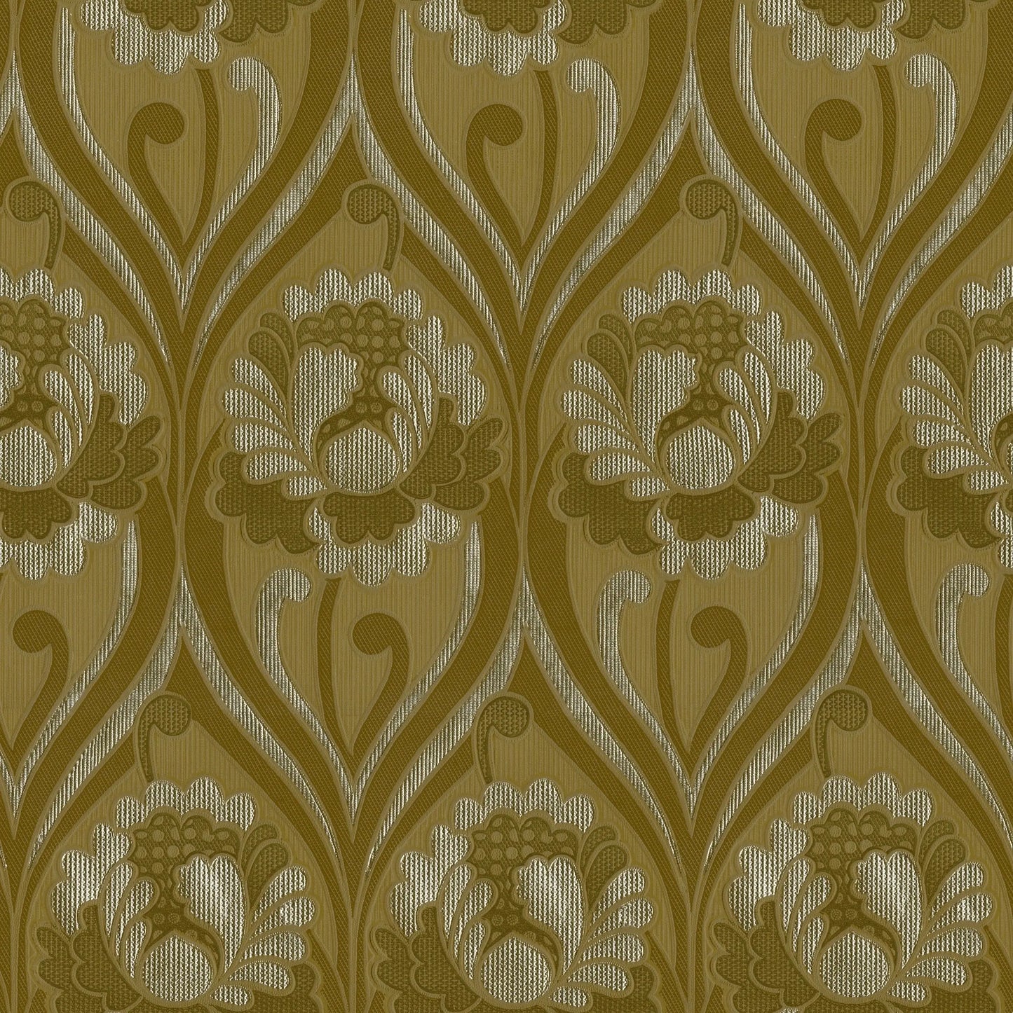 Vintage floral damask Wallpaper - Ochre Sharon Jane