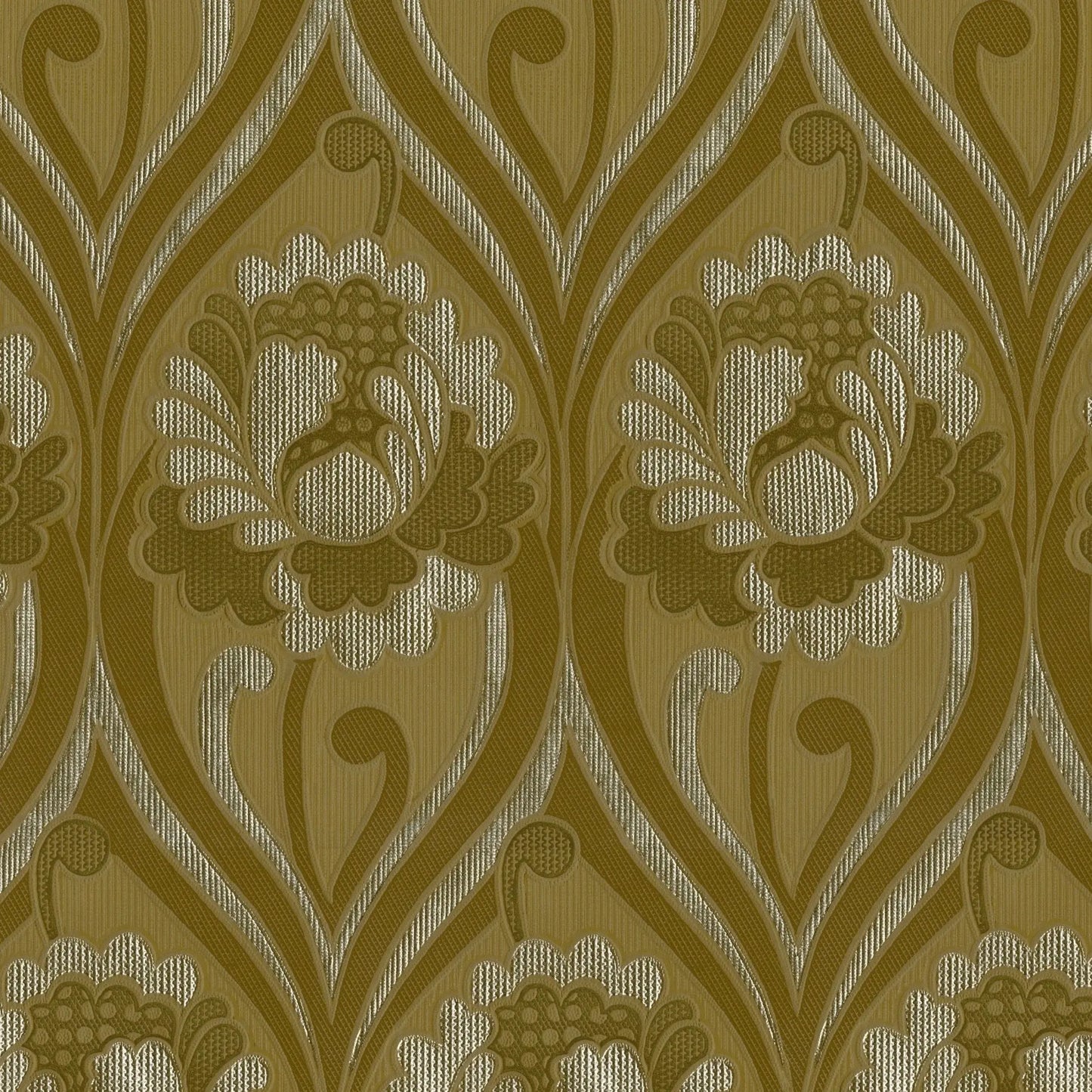 Vintage floral damask Wallpaper - Ochre Sharon Jane