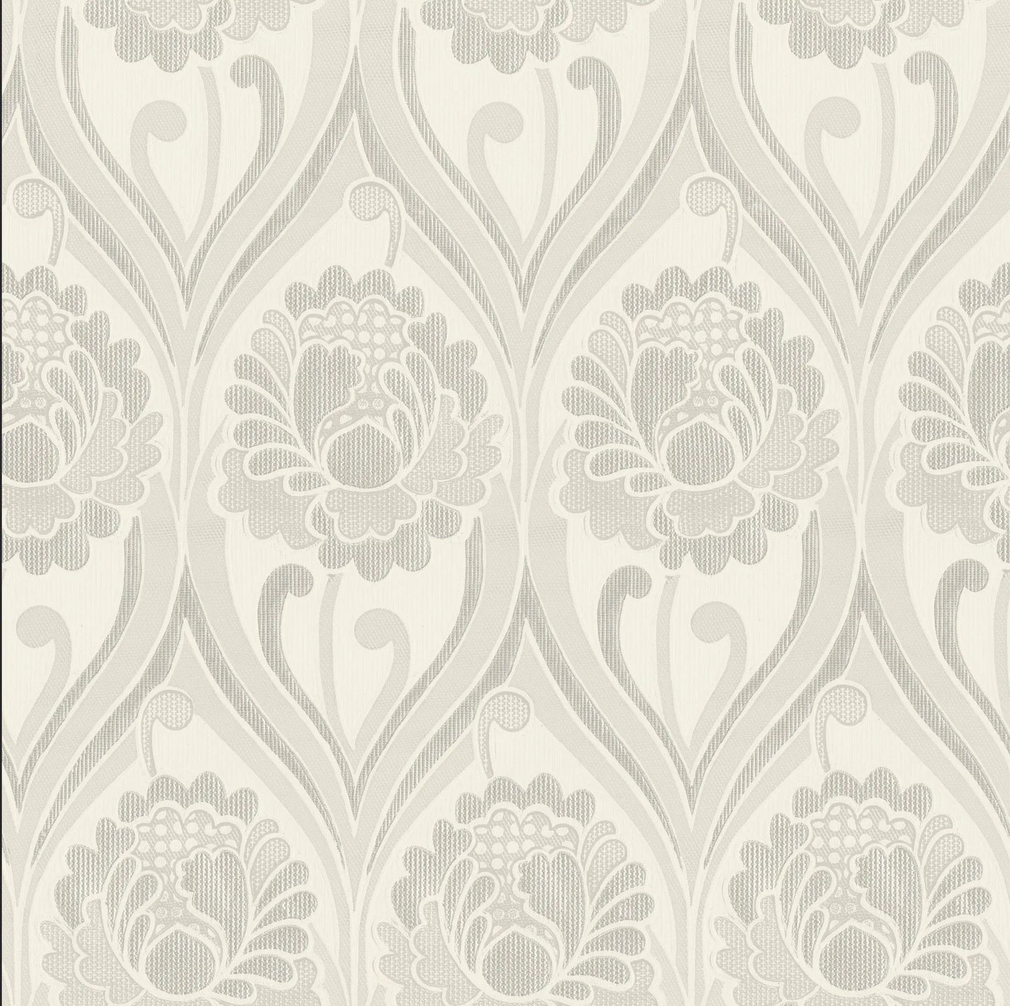 Vintage floral damask Wallpaper -  Pearl White Sharon Jane