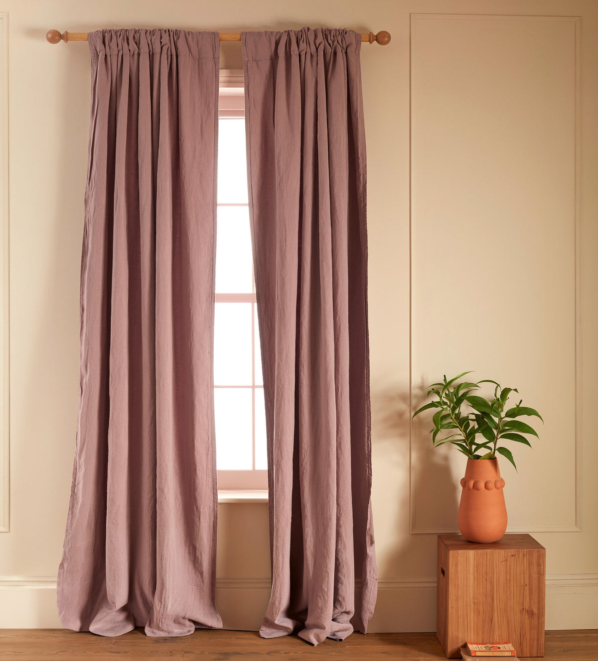 Vintage Rose Linen Lined Loop Top Curtains - The Secret Linen Store