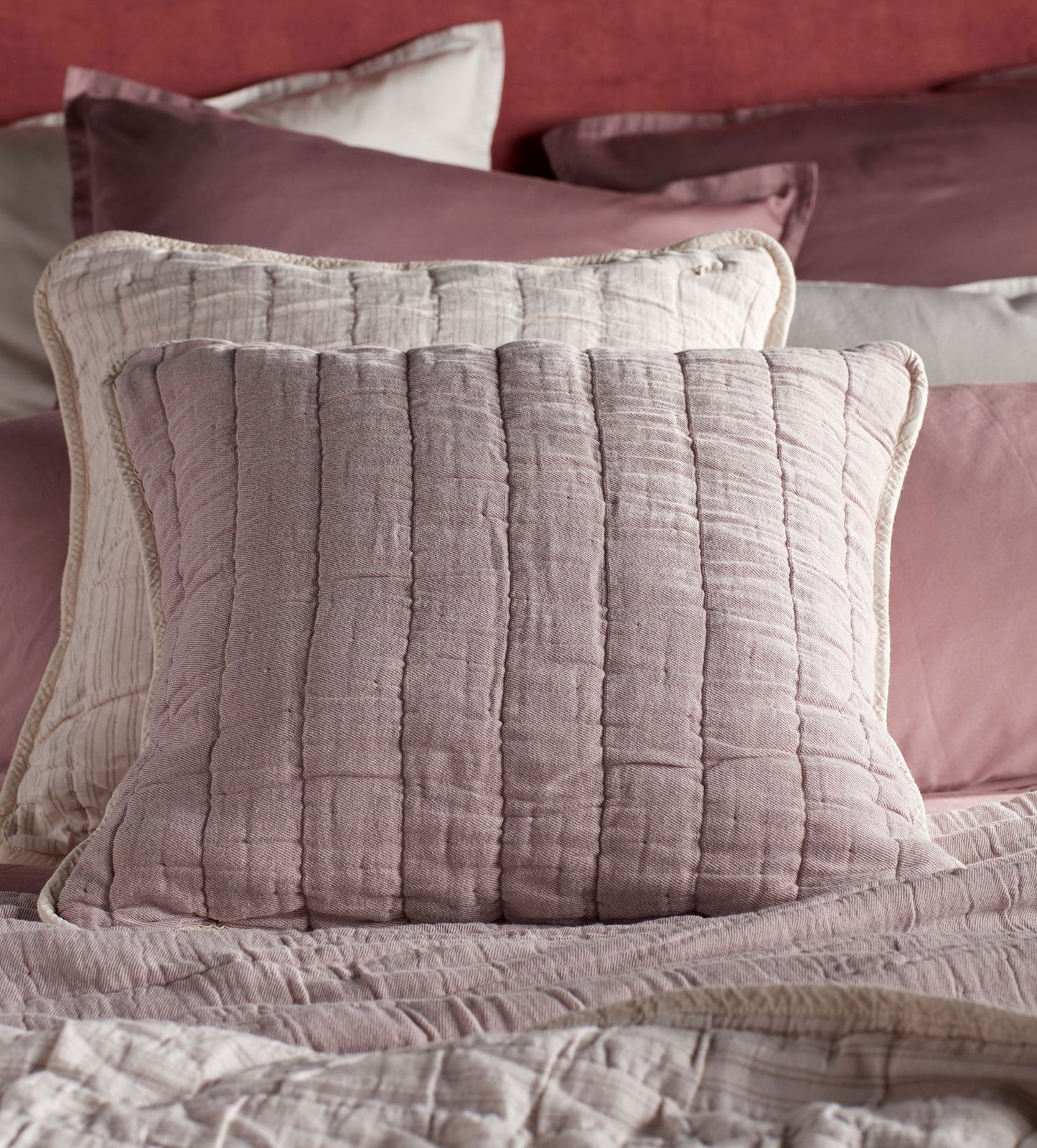 Vintage Rose Vivienne 100% Cotton Quilted Cushion Cover The Secret Linen Store