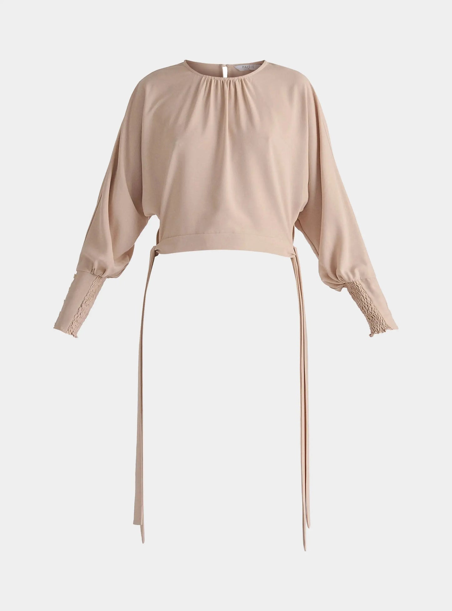 Waist Tie Top With Shirred Cuffs Paisie