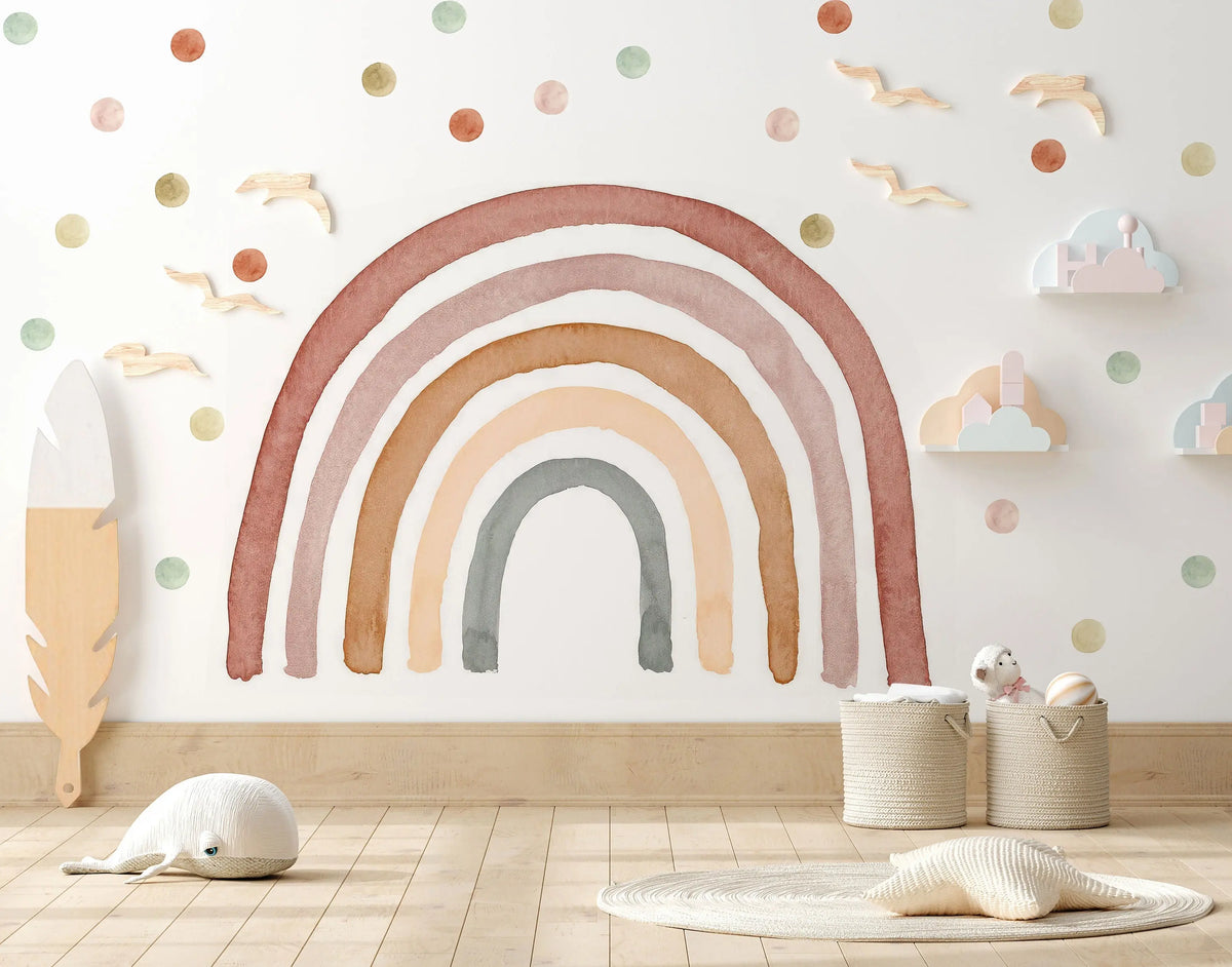 Wall Sticker Rainbow Watercolor Removable and watercolor boho dots, Kids room decor, Kids place, Rainbows, Rainbow decor ClickWalls