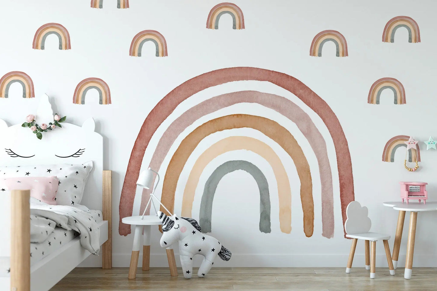 Wall Sticker Rainbow Watercolor Removable and watercolor mini rainbows, Kids room decor, Kids place, Rainbows, Rainbow decor, Ecor friendly ClickWalls
