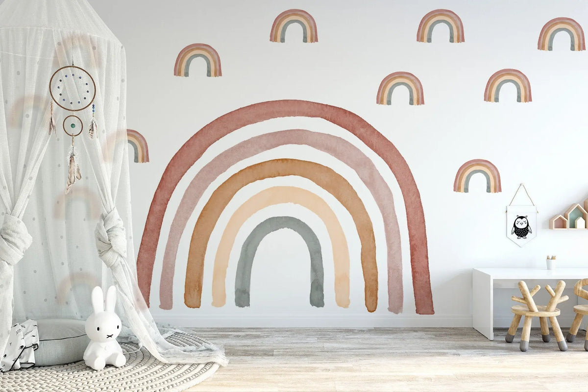 Wall Sticker Rainbow Watercolor Removable and watercolor mini rainbows, Kids room decor, Kids place, Rainbows, Rainbow decor, Ecor friendly ClickWalls