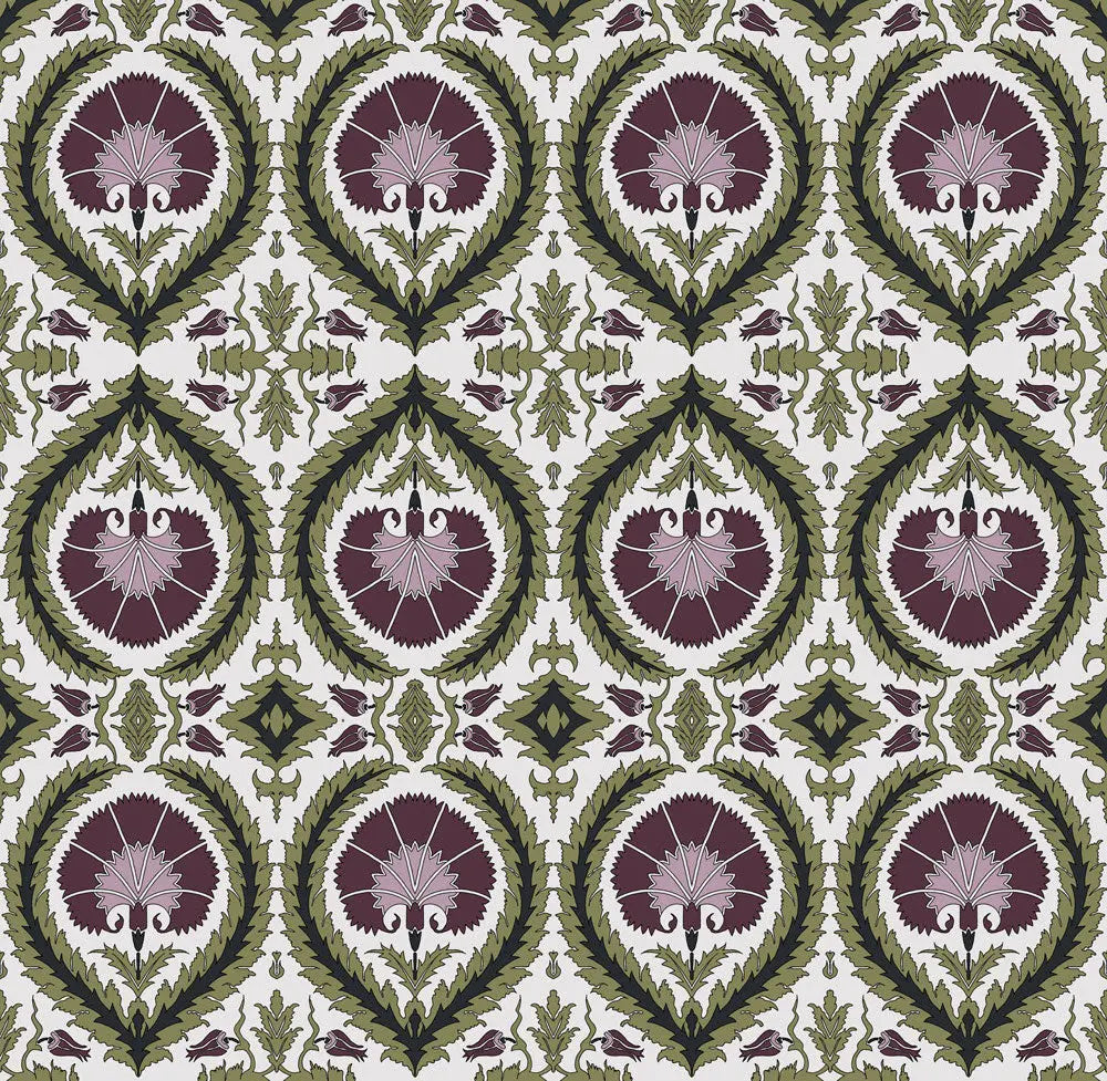 Wallpaper Acanthus and Wreath Grape on White - £37.50 per sq metre Long Studio Design