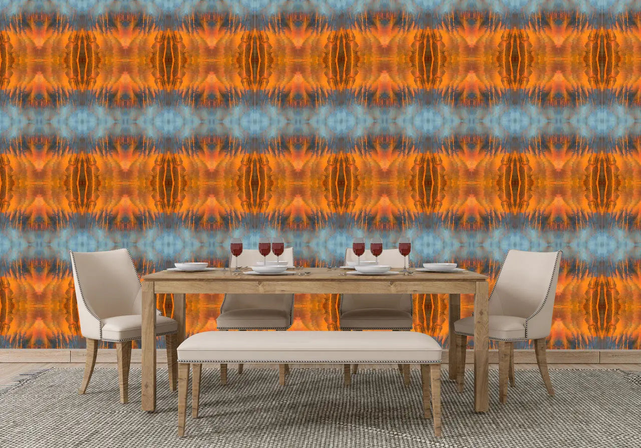 Wallpaper Blue Orange Water Abstract - £37.50 per sq metre Long Studio Design