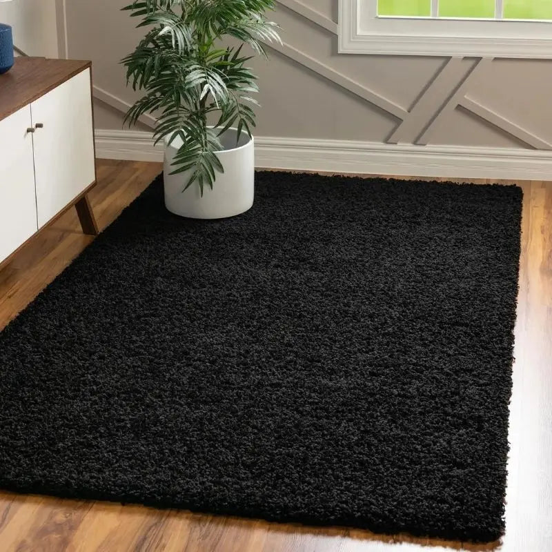Washable Black Shaggy Rug The Rugs
