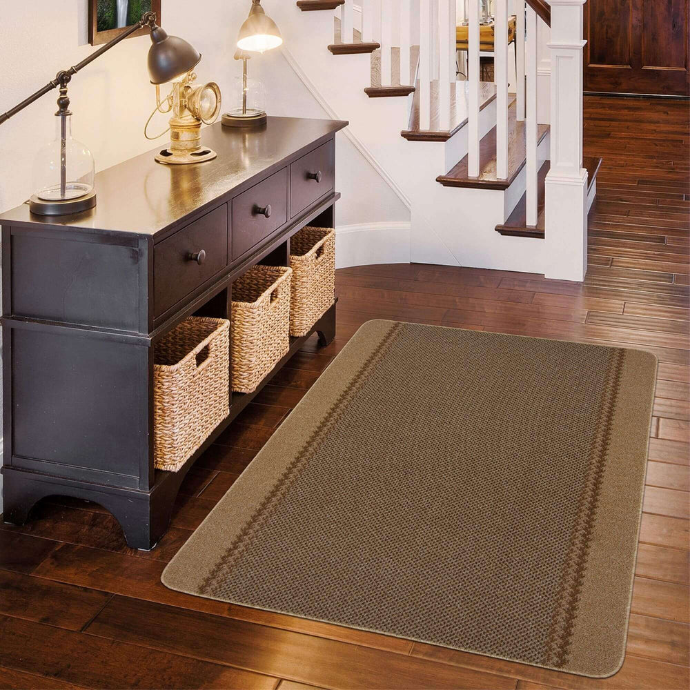 Washable Bordered Beige Rug  | 116B The Rugs