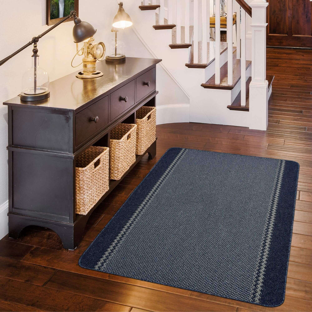 Washable Bordered Blue Rug  | 116Blu The Rugs