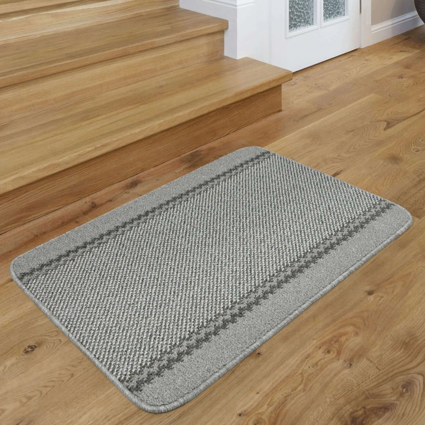 Washable Designer Bordered Grey Rug | 116G The Rugs