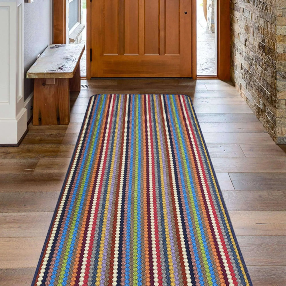 Washable Multicolour Stripe Mats| 111 The Rugs