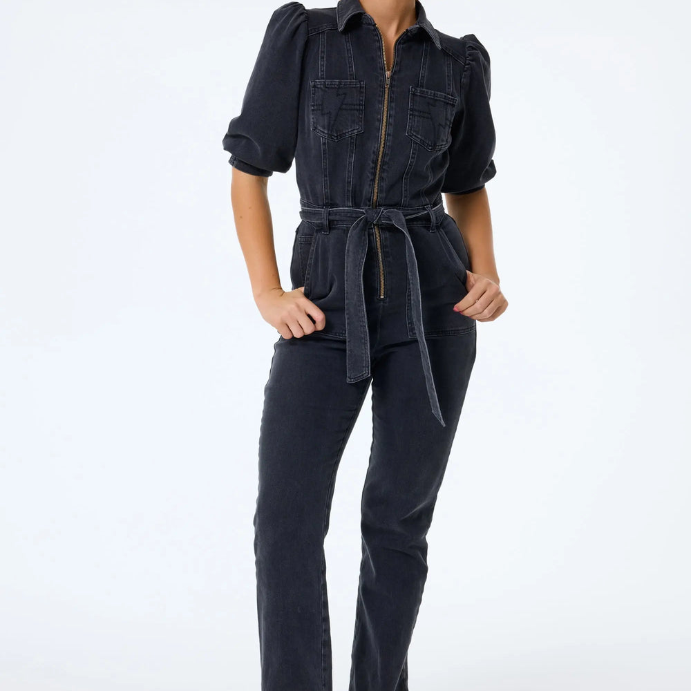 Washed Black Denim Flared Leg Jumpsuit Scamp & Dude