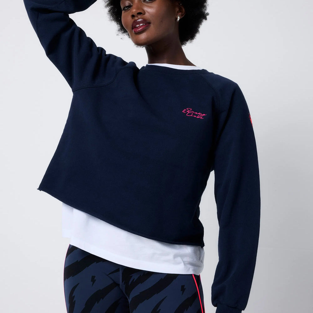 Washed Navy Cropped Sweatshirt Scamp & Dude