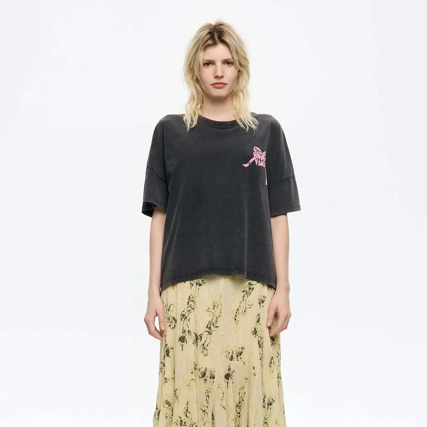 Washed black logo tie T-shirt Bimba y Lola UK
