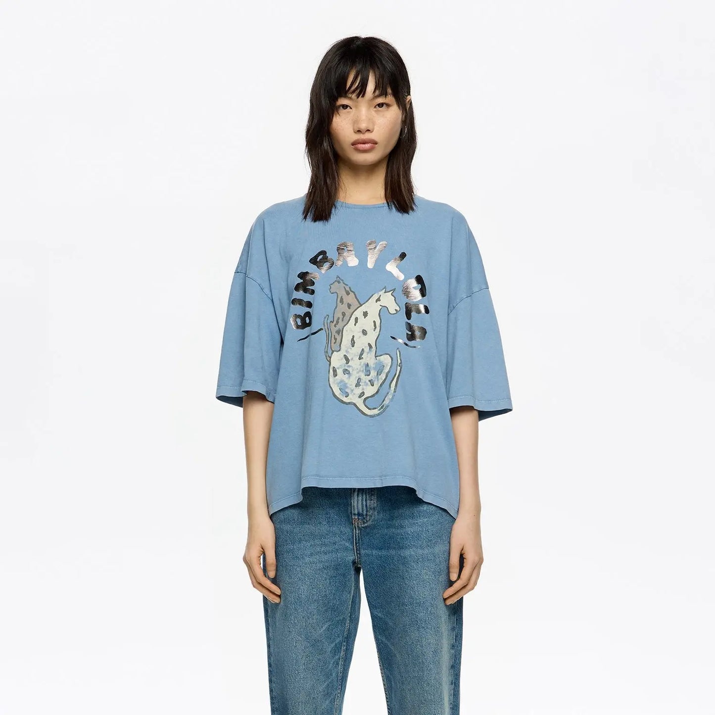Washed blue logo T-shirt Bimba y Lola UK