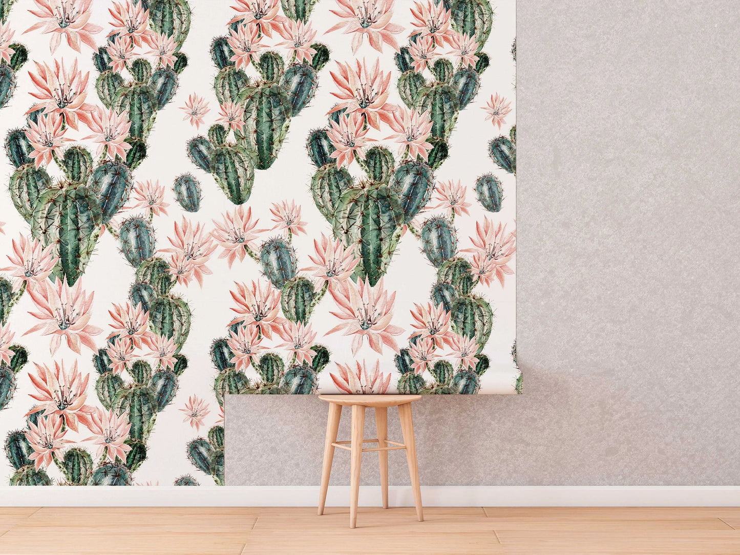 Watercolour Cactus Flowers Removable Wallpaper | Cacti Wall Mural | Cactus Print | Floral Wall Décor | Floral Repositionable Wallcovering ClickWalls