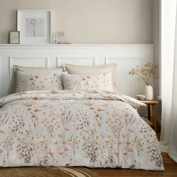 Watercolour Floral Duvet Cover and Pillowcase Set Dunelm