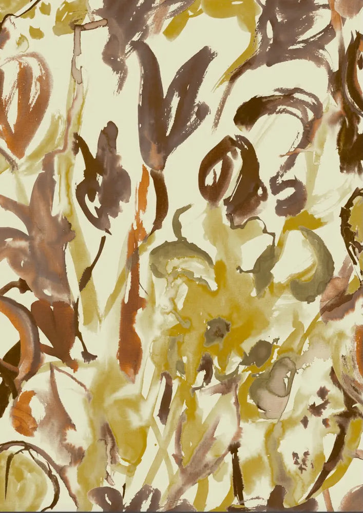 Watercolour Floral Wallpaper - Ochre + Umber Sharon Jane