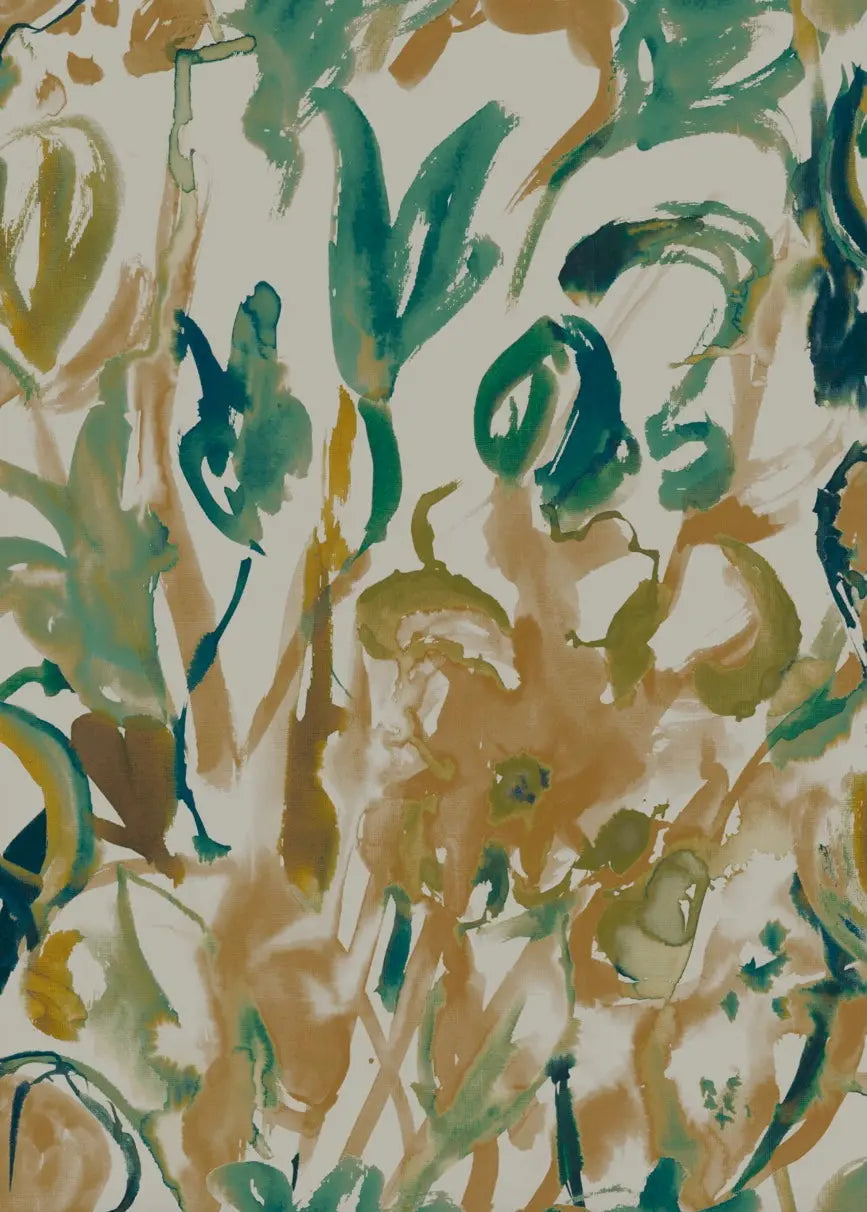 Watercolour Floral Wallpaper - Sand + Mint Sharon Jane