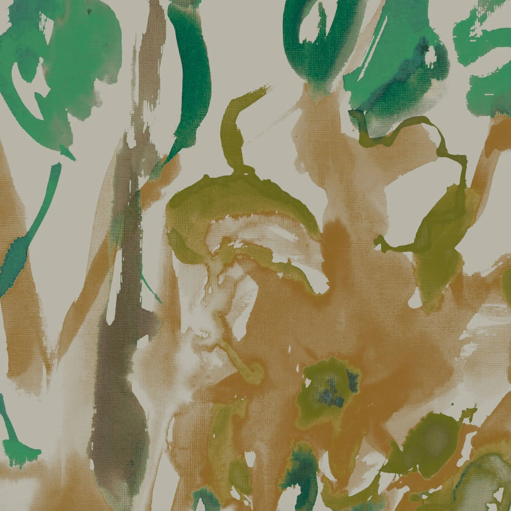 Watercolour Floral Wallpaper - Sand + Mint Sharon Jane