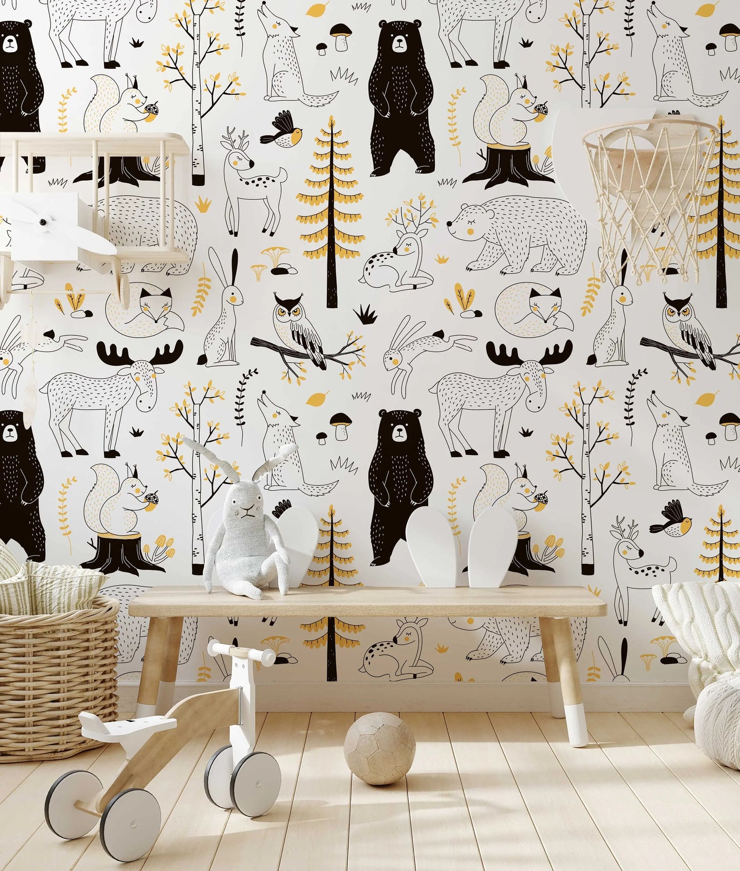 Watercolour Forest Wallpaper | Woodland Animal Wallpaper | Kids Wallpaper ClickWalls