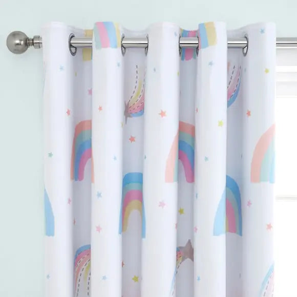 Watercolour Rainbow Blackout Eyelet Curtains Dunelm