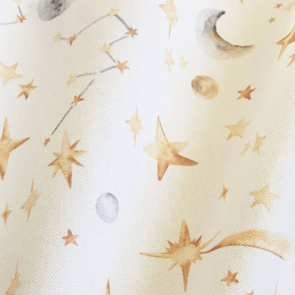 Watercolour Stars and Constellations Printed Cotton Curtain Fabric Katie Hipwell Design