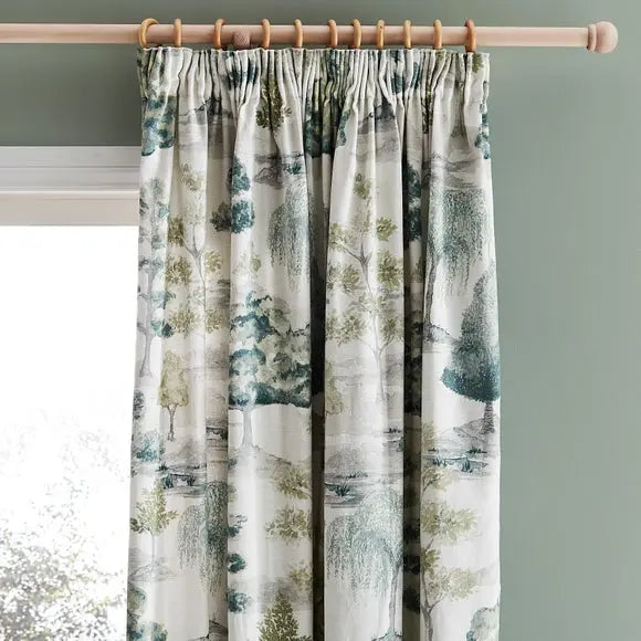 Watercolour Trees Pencil Pleat Curtains Dunelm