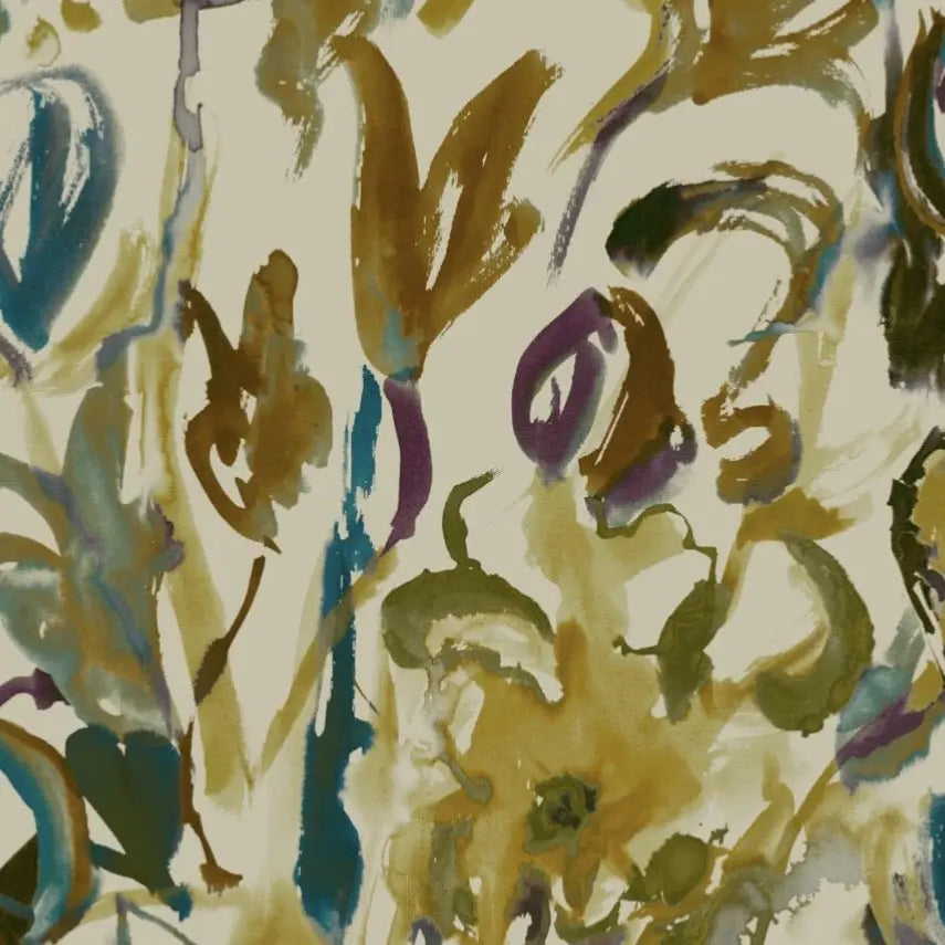 Watercolour floral Wallpaper - Ochre + Plum Sharon Jane