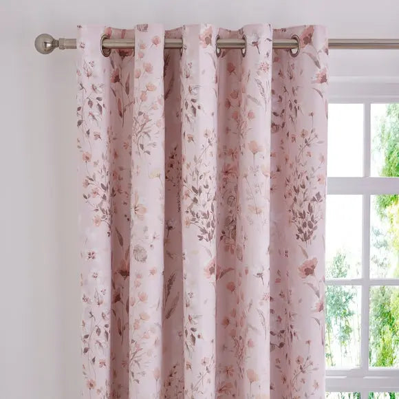 Watercoloured Floral Blackout Eyelet Curtains Dunelm