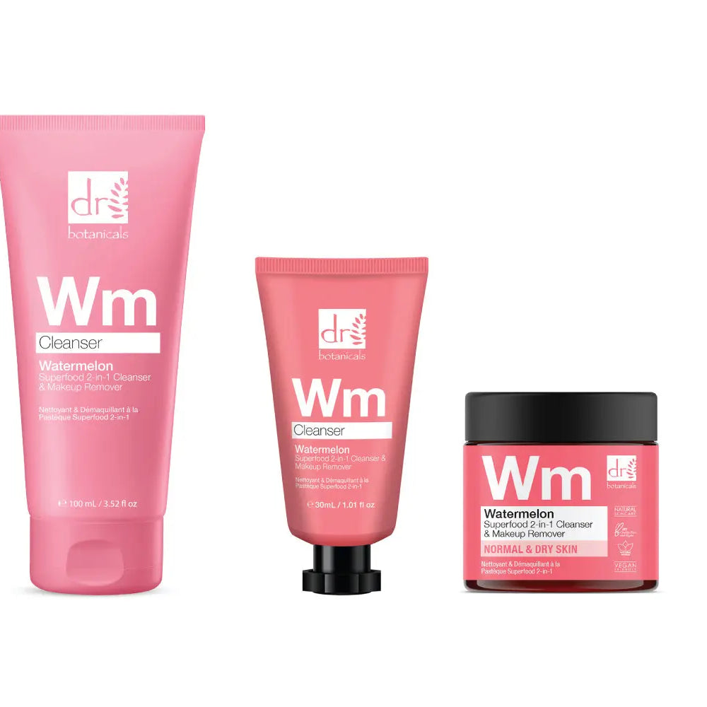 Watermelon Superfood 2-in-1 Cleanser & Makeup Remover Trio Dr Botanicals