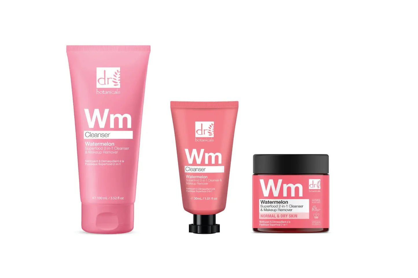 Watermelon Superfood 2-in-1 Cleanser & Makeup Remover Trio Dr Botanicals