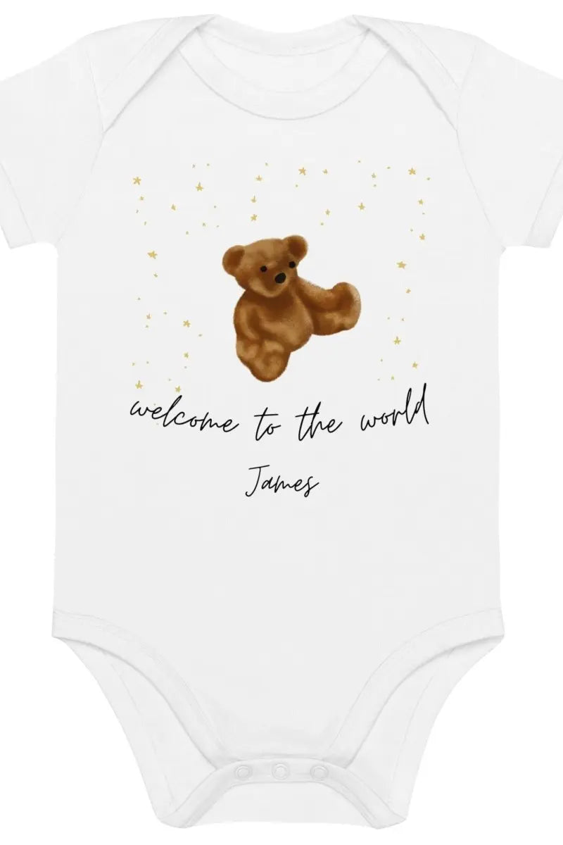 Welcome to the World (Personalised Name Bear Bodysuit) Cozy Crew Club