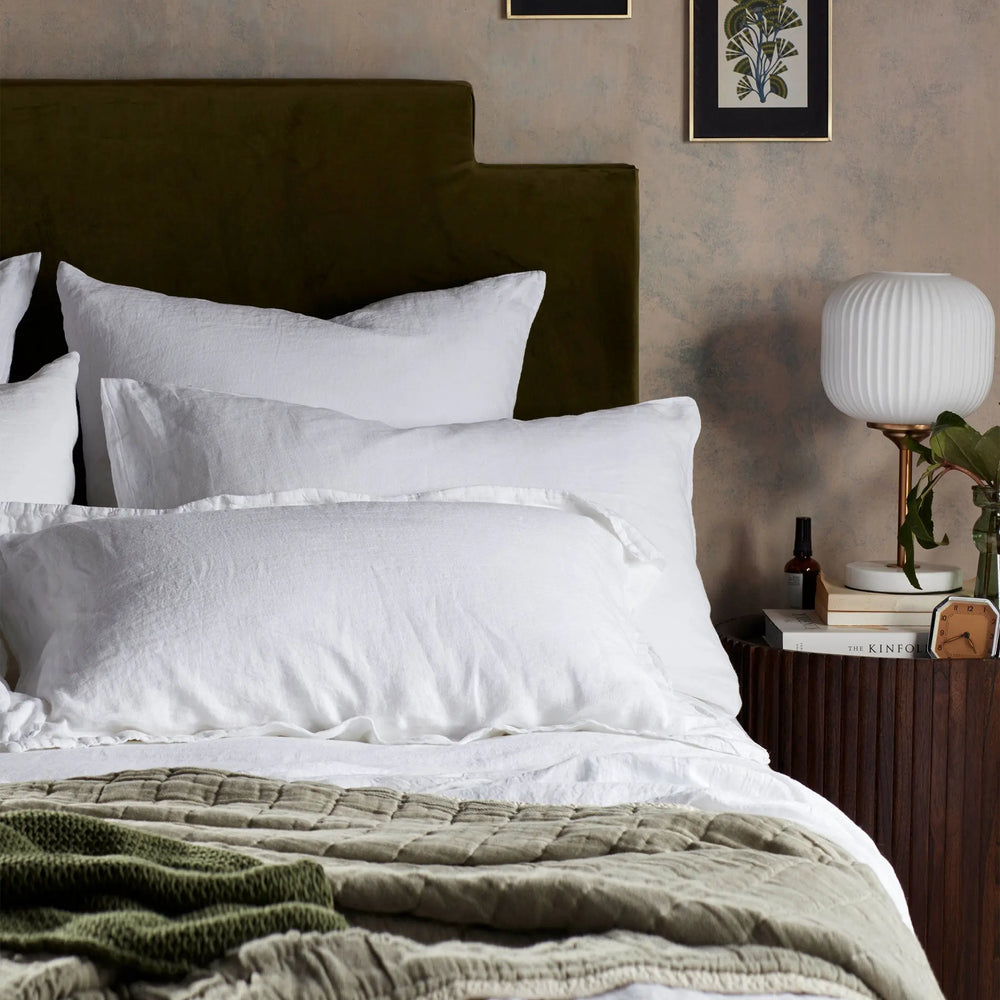 White 100% Linen Euro Housewife Pillowcase The Secret Linen Store