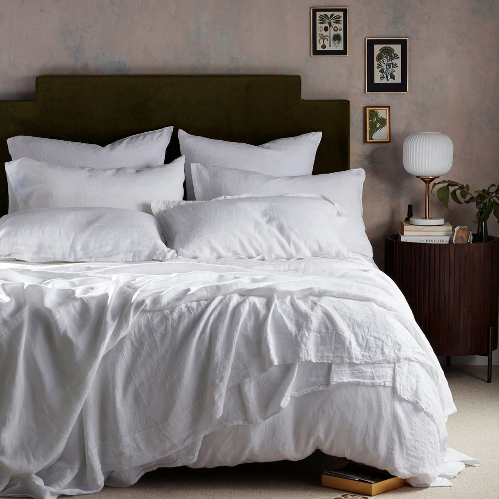 White 100% Linen Flat Sheet The Secret Linen Store