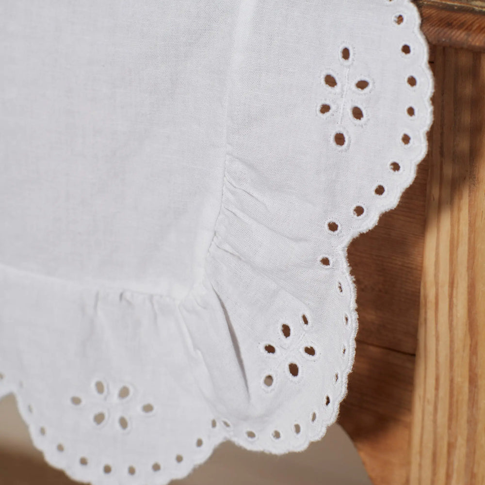 White Bonnie Broderie Cotton Linen Table Runner The Secret Linen Store