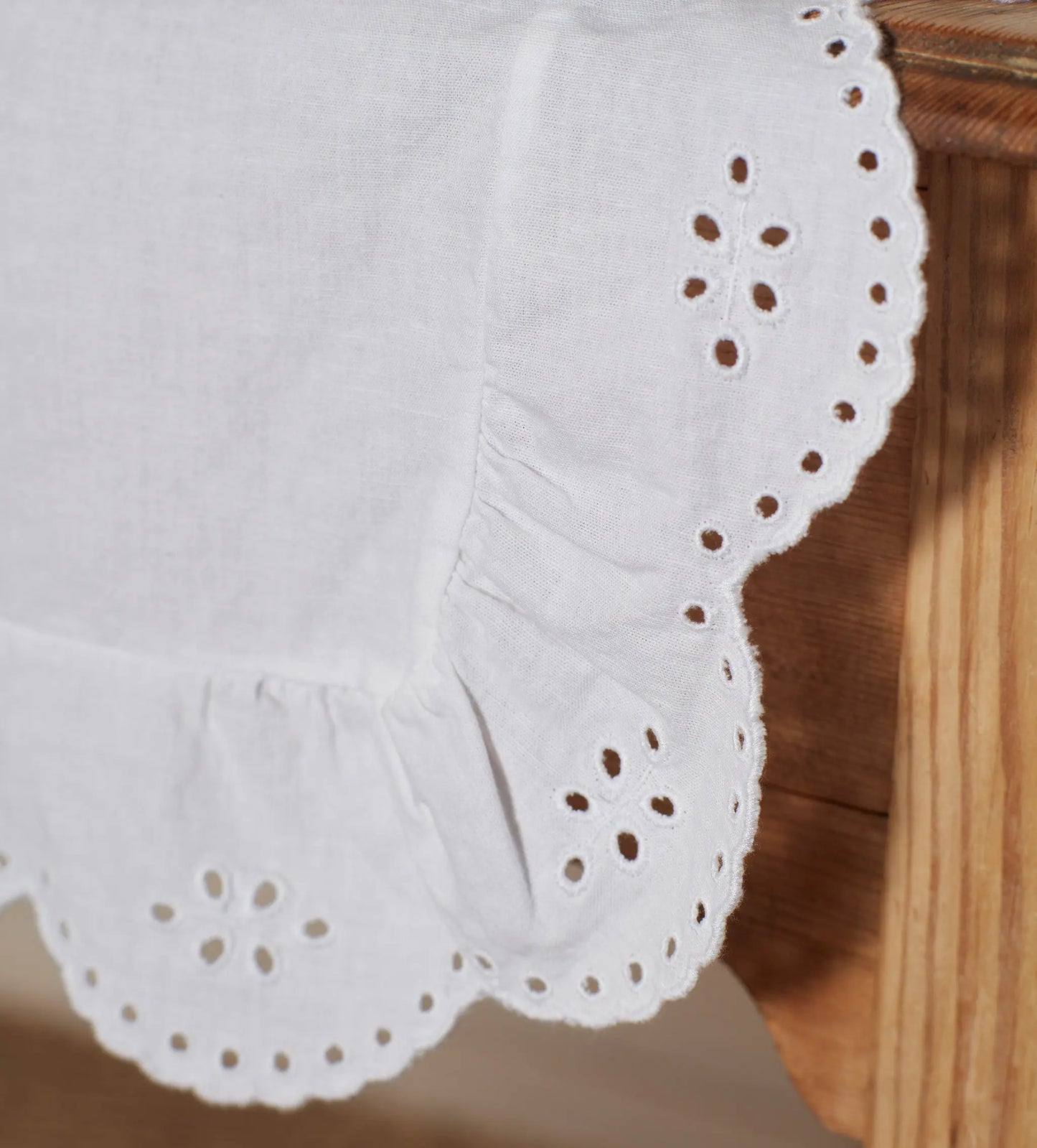 White Bonnie Broderie Cotton Linen Table Runner The Secret Linen Store