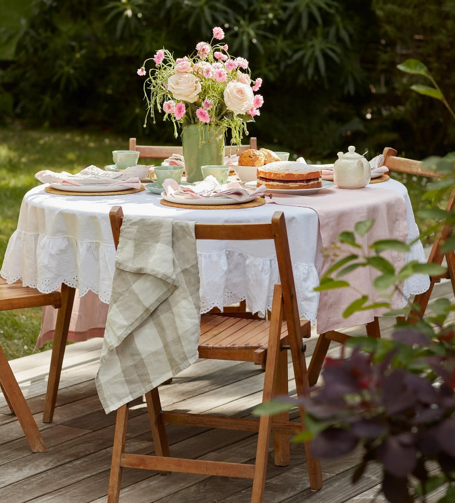 White Bonnie Broderie Cotton Linen Tablecloth The Secret Linen Store