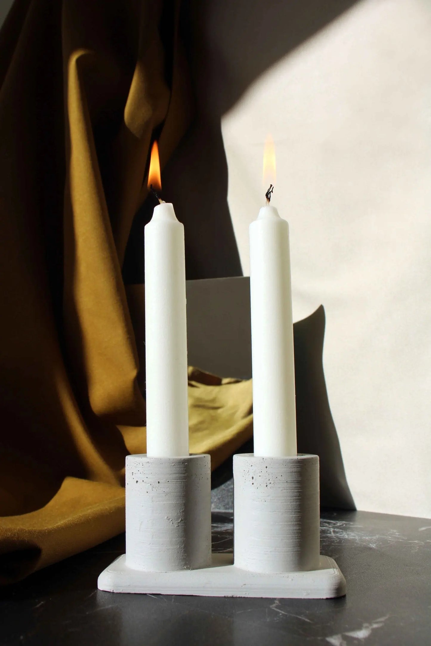 White Concrete Candle Holder Gloria Home