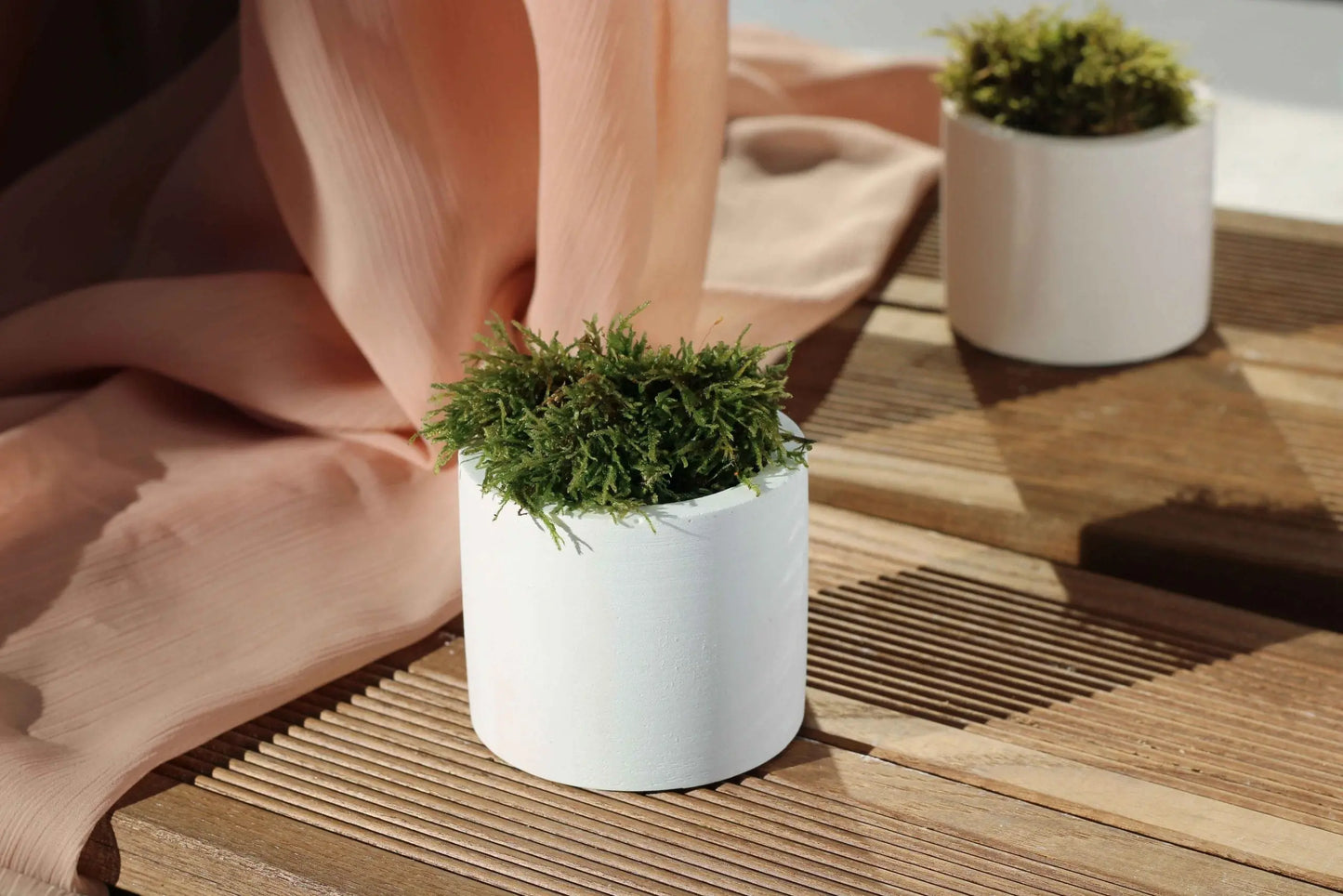 White Concrete Cylinder Tealight Gloria Home