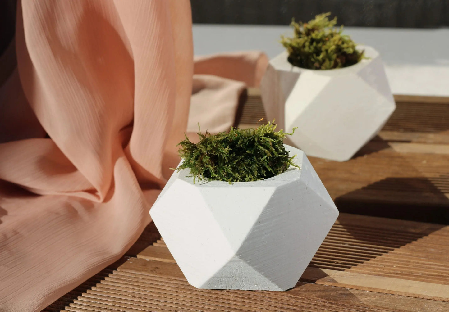 White Concrete Hexagonal Pot Gloria Home