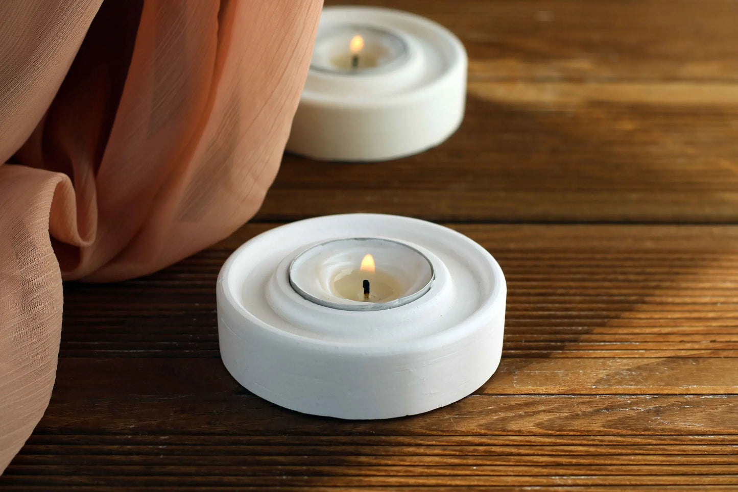 White Concrete Single Tealight Holder Gloria Home