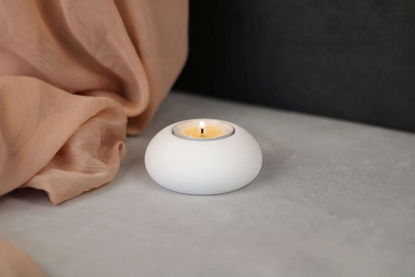 White Concrete Tealight Holder Gloria Home
