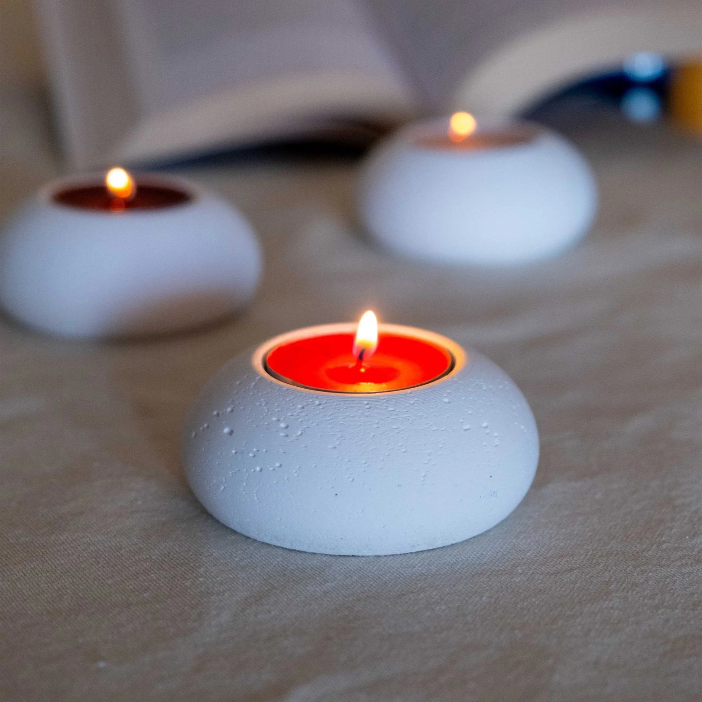 White Concrete Tealight Holder Gloria Home