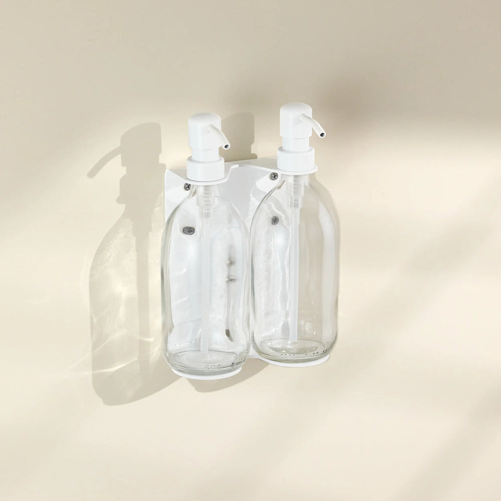 White Double Wall Mounted Soap Dispenser Kuishi