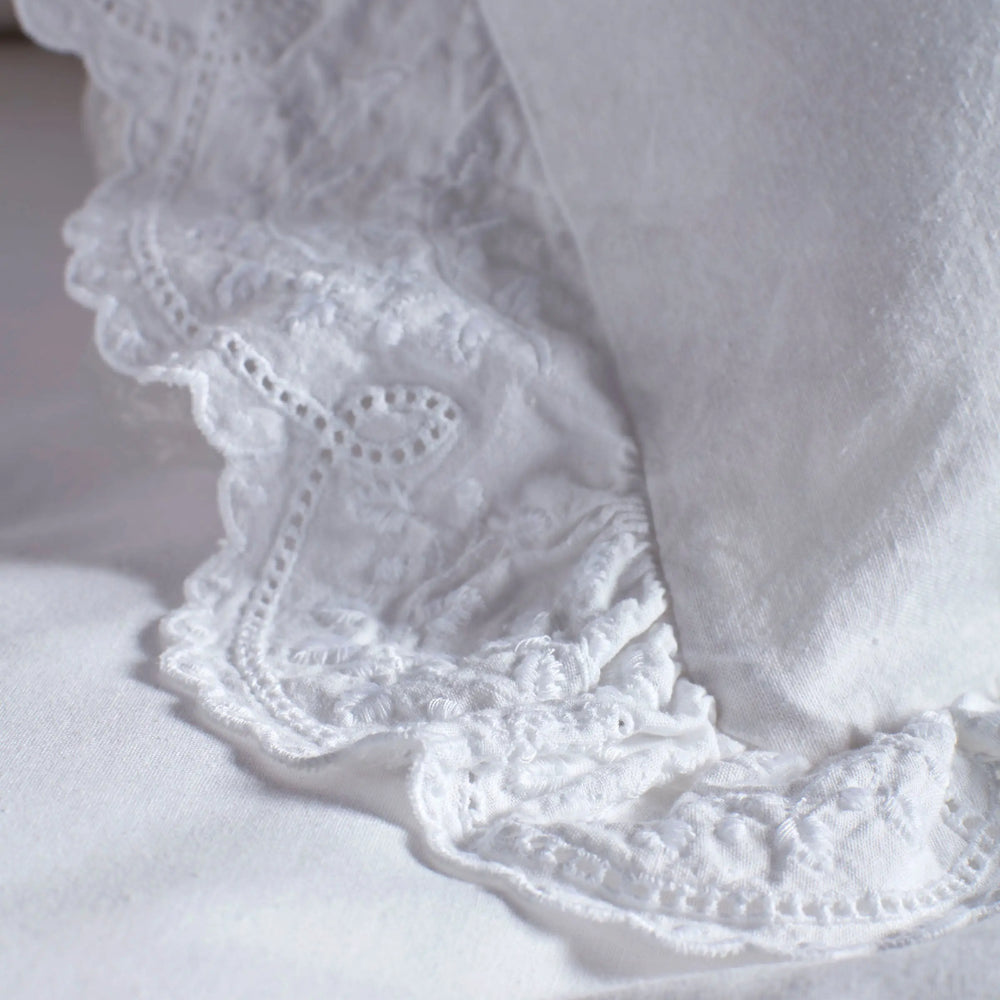 White Elsie Cotton Linen Oxford Pillowcase The Secret Linen Store