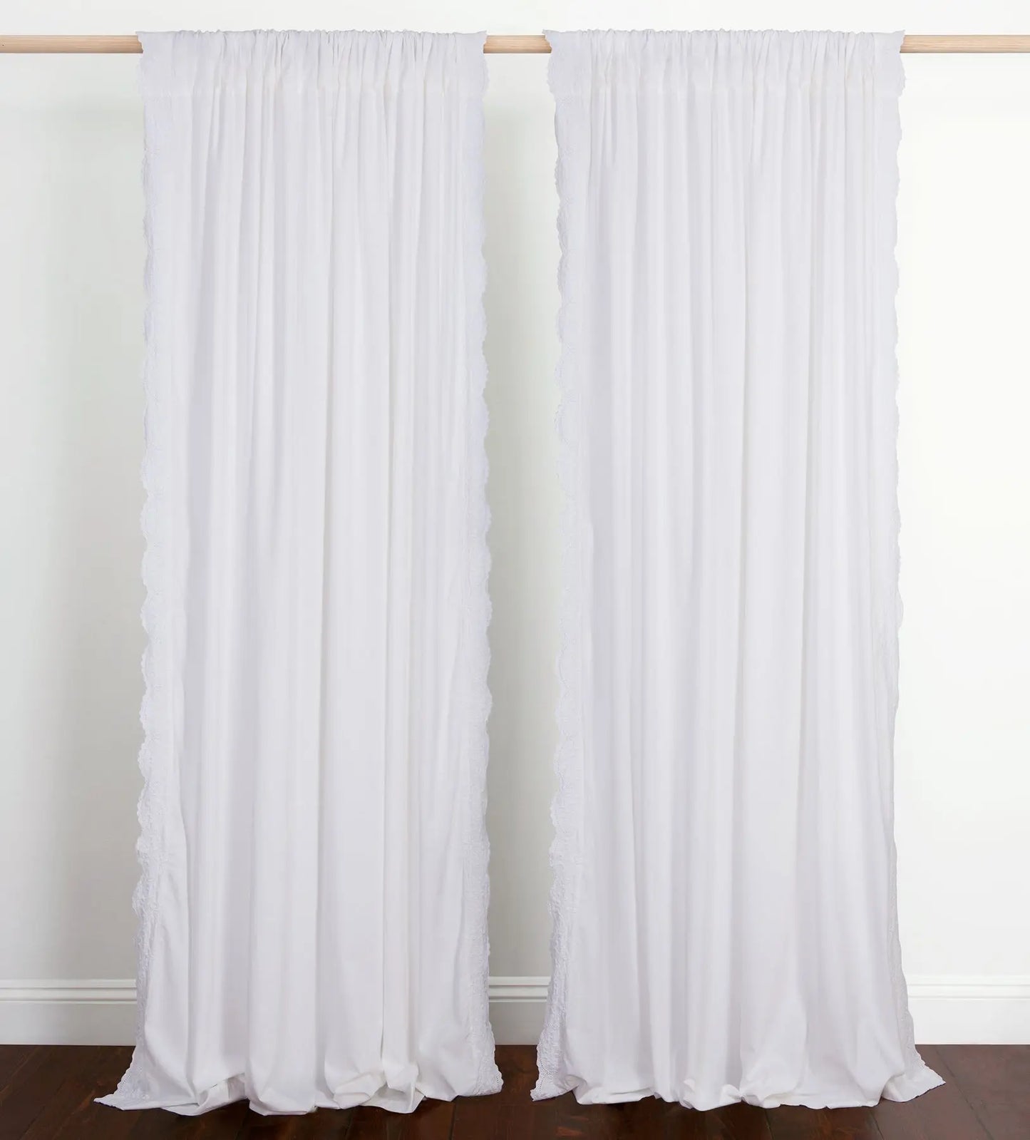 White Elsie Embroidered Cotton Linen Curtain (Single) The Secret Linen Store