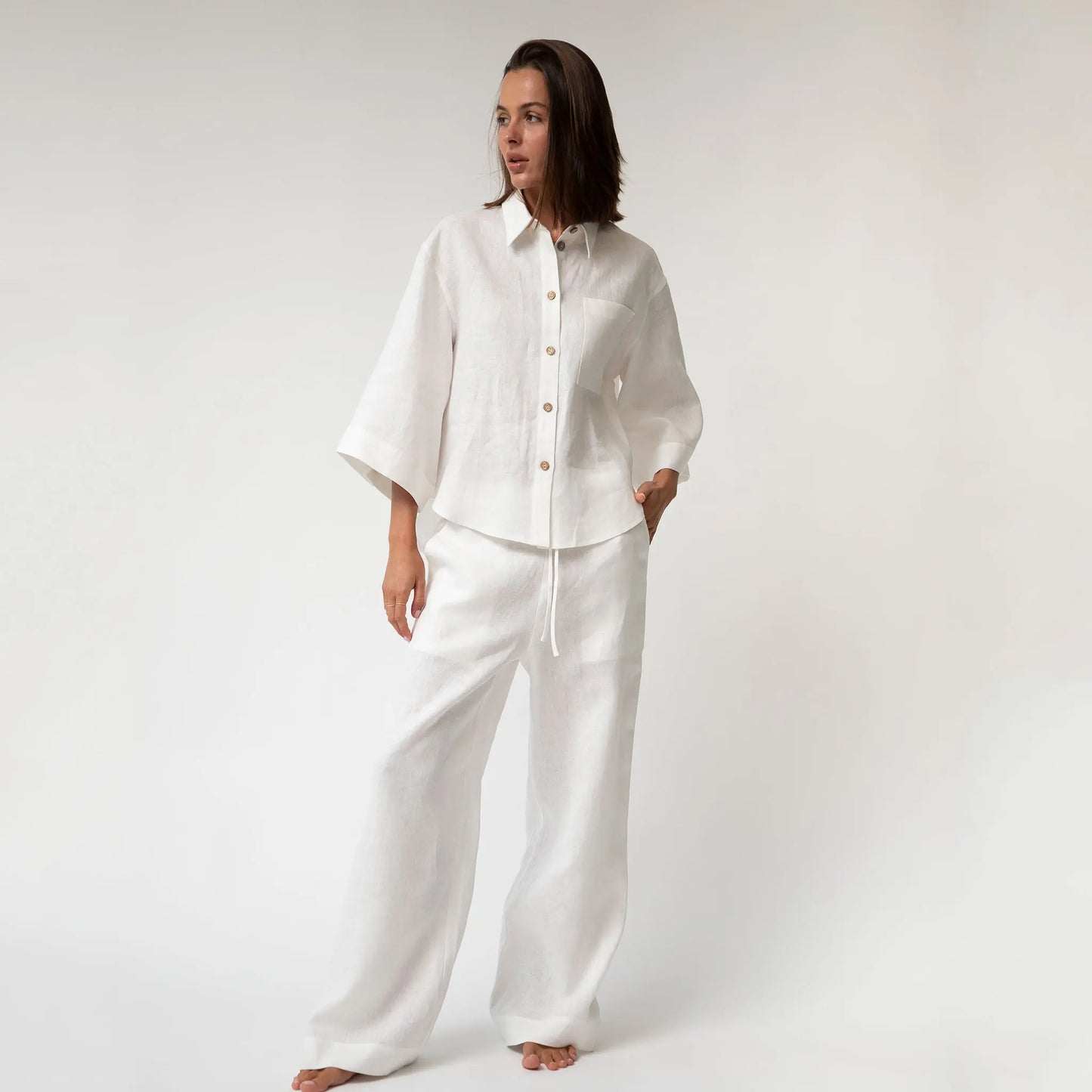 White Heavy Linen Shirt Perfect Days NOKAYA